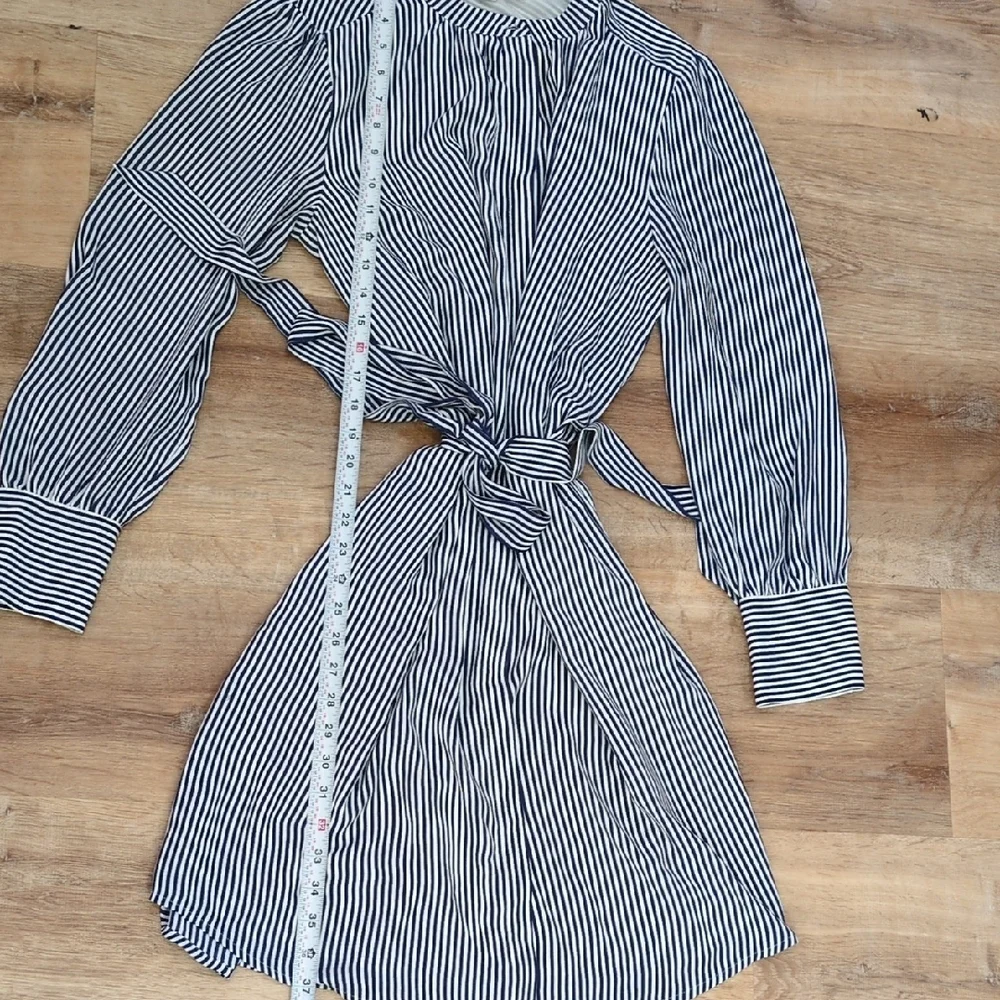 LOFT Navy and White Striped Long Sleeve Dress - Picture 4 of 6